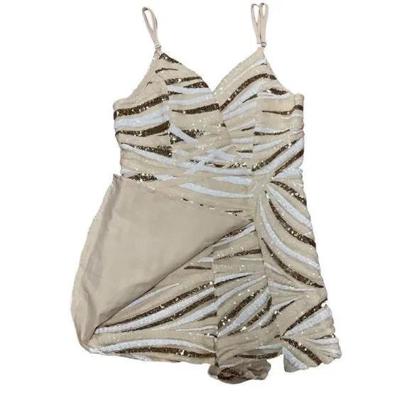 Sequin Split Skirt/Romper faux dress by Luxell.  Size: Medium. - Picture 3 of 7
